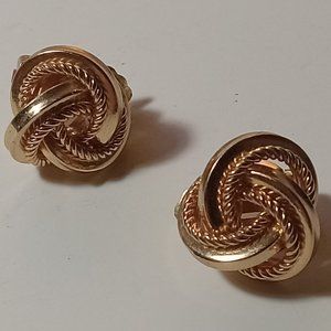 Henkel & Grosse 1968 Knot Clip-On Earrings Gold Authentic Signed Germany Dior